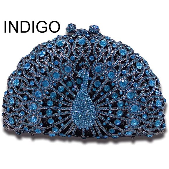 NWT Sparkling Bling Swarovski Crystal Rhinestone Peacock Clutch Bird Pur…